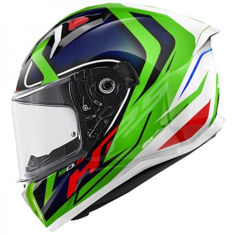 Gıvı 50.8 Racer Kapalı Kask Beyaz-yeşil-mavi