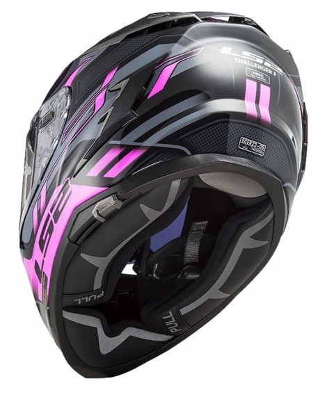 Ls2 Challenger Spın Kapalı Kask Siyah-tıtanıum-pembe