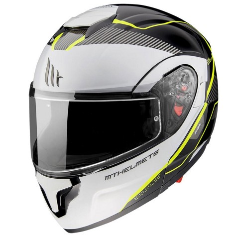 Mt Çene Açılır Kask Atom Sv B3 Neon Sarı Beyaz